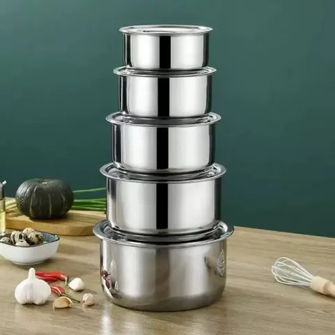Bộ 5 Thố Inox MY HOME Cao Cấp - Đủ Size 16cm - 24cm, Dùng Cho Mọi Loại Bếp 🍲
