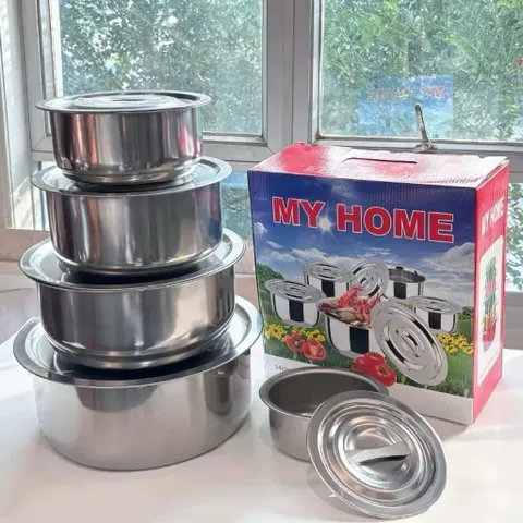 Bộ 5 Thố Inox MY HOME Cao Cấp - Đủ Size 16cm - 24cm, Dùng Cho Mọi Loại Bếp 🍲