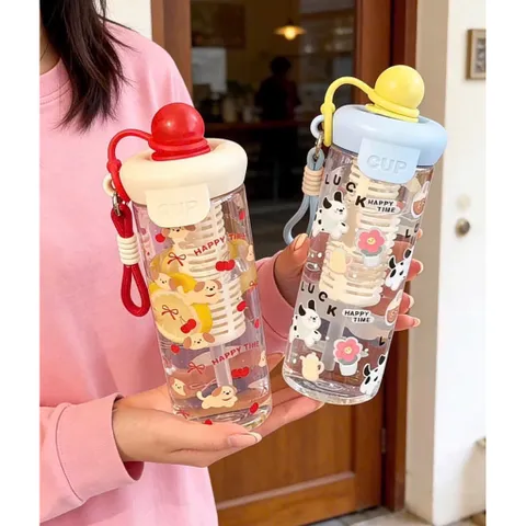 Bình Nước 750ml Có Ống tHút – Họa Tiết Thỏ Garden Rabbit Xinh Xắn, Chịu Nhiệt Tốt