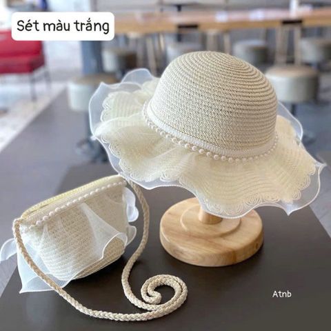 Set Mũ Kèm Túi Cho Bé Siêu Xinh – Đi Chơi, Đi Biển Cực Đáng Yêu