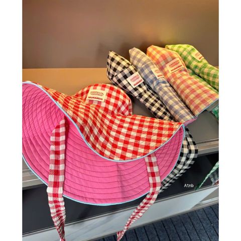 👒 MŨ BUCKET VÀNH RỘNG HỌA TIẾT CARO - CỰC XINH CÙNG DÂY THẮT NƠ CÁ TÍNH