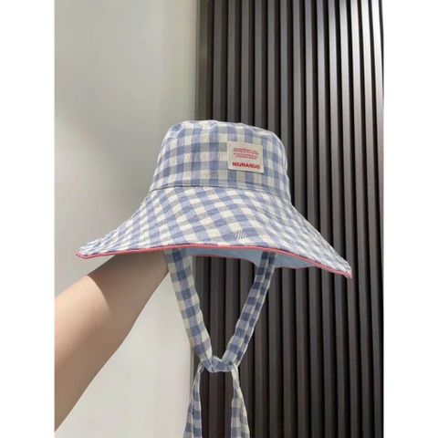 👒 MŨ BUCKET VÀNH RỘNG HỌA TIẾT CARO - CỰC XINH CÙNG DÂY THẮT NƠ CÁ TÍNH