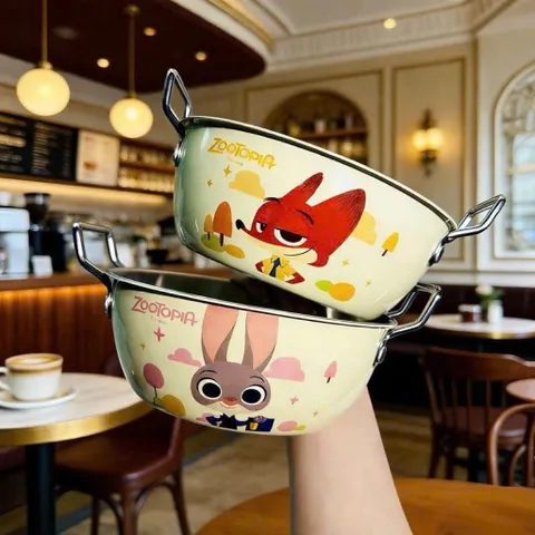Bát Ăn Inox 2 Lớp Cách Nhiệt Cao Cấp Hình Thú Zootopia Đáng Yêu Cho Bé (Kèm Thìa)