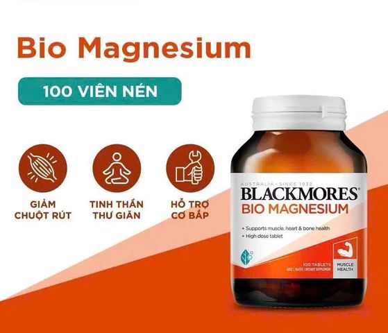 Viên Uống Bổ Sung Magie Blackmores Bio Magnesium 100 Viên - Hỗ Trợ Giảm Chuột Rút, Căng Thẳng, Phục Hồi Cơ Bắp