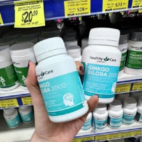 Viên uống Healthy Care Ginkgo Biloba 2000 - Bổ não - Hỗ trợ tuần hoàn não & Duy trì chức năng não bộ - 100 viên - S/P Chuẩn Úc