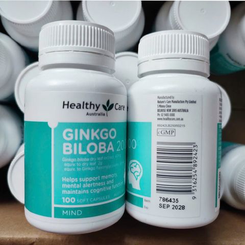 Viên uống Healthy Care Ginkgo Biloba 2000 - Bổ não - Hỗ trợ tuần hoàn não & Duy trì chức năng não bộ - 100 viên - S/P Chuẩn Úc