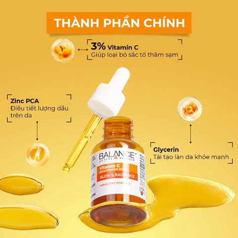 Serum Balance Vitamin C 30ml - Giúp Dưỡng Sáng Da, Mờ Thâm, Chống Oxy Hóa, Phù Hợp Da Mụn và Già Hóa