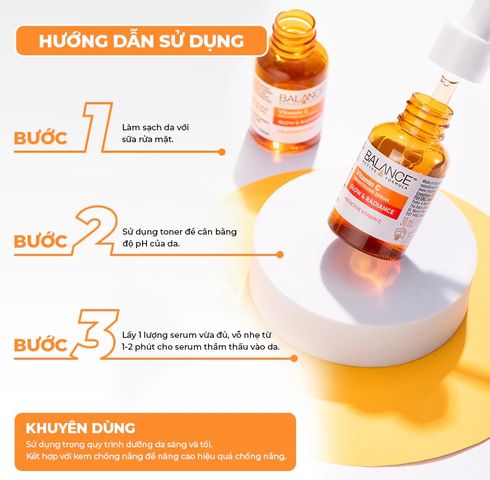 Serum Balance Vitamin C 30ml - Giúp Dưỡng Sáng Da, Mờ Thâm, Chống Oxy Hóa, Phù Hợp Da Mụn và Già Hóa