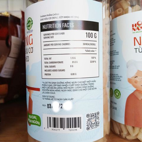 Nui ống dài hữu cơ Hoa Nắng hủ 350g