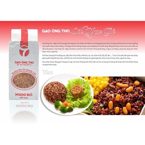 Gạo Lứt Đỏ Huyết Rồng Ông Thọ 1Kg - Thương hiệu gạo sạch sạch
