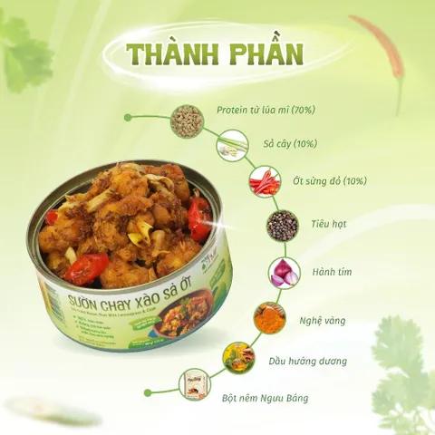 Sườn chay xào sả ớt Tâm Minh Foods đậm vị hộp 100g chay mặn điều được