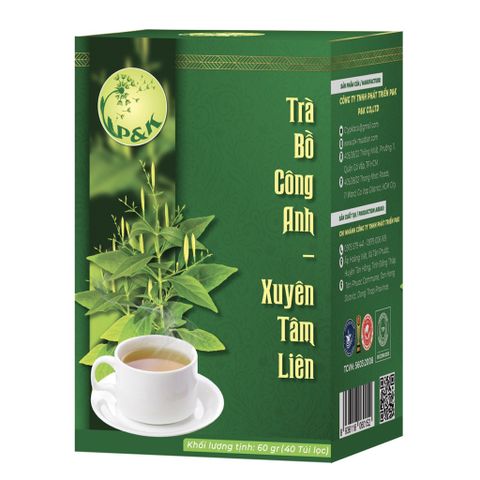 Trà Bồ Công Anh Xuyên Tâm Liên - Tăng đề kháng hộp 40 túi lọc P&K