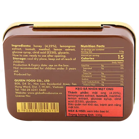 Kẹo sả nhân mật ong HONEY DROP KIÊNG ĐƯỜNG -Tasmania (Hộp10 viên)
