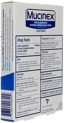 Viên uống cắt cơn ho có đàm, tức ngực Mucinex 600mg EXPECTORANT  20 tablets