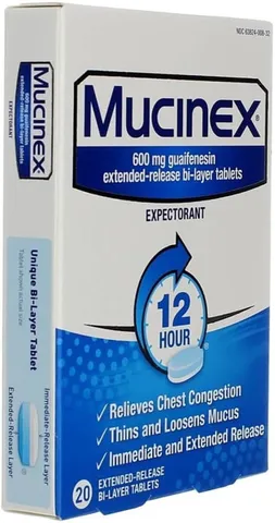 Viên uống cắt cơn ho có đàm, tức ngực Mucinex 600mg EXPECTORANT  20 tablets