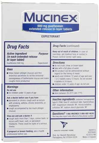Viên uống cắt cơn ho có đàm, tức ngực Mucinex 600mg EXPECTORANT  20 tablets