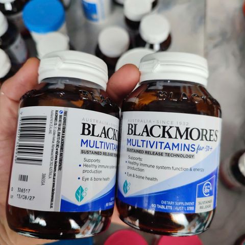 Vitamin tổng hợp dành cho [Nam/Nữ giới trên 50 tuổi] Blackmores Multivitamin for 50+ Cung cấp năng lượng - Hỗ trợ Miễn dịch/Thị lực/Xương khớp 60 viên - S/P Chuẩn Úc