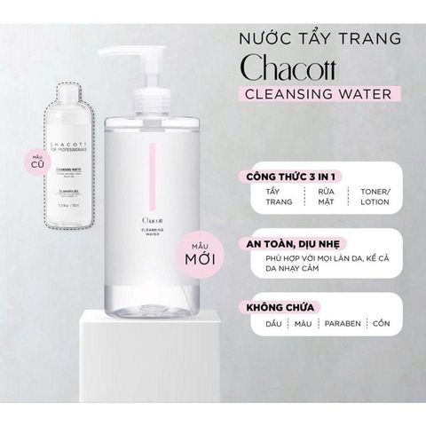 Nước Tẩy Trang Chacott For Professionals 500ml, giúp tẩy trang, rửa sạch mặt và dưỡng da như lotion giúp da được làm sạch sâu