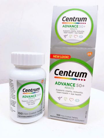 Viên uống bổ sung Vitamin & Khoáng chất Centrum Advanced 50+[100 viên] Nâng cao sức khỏe dành cho người trên 50 tuổi - S/P Chuẩn Úc