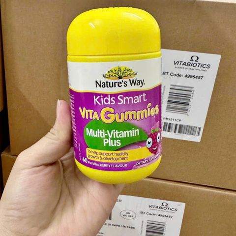 Kẹo gum bổ sung Vitamin Nature's Way Kids Smart Vita Gummies Multi-Vitamin Plus 60 viên - Hỗ trợ sức khỏe cho trẻ từ 2 tuổi trở lên - SP Chuẩn Úc
