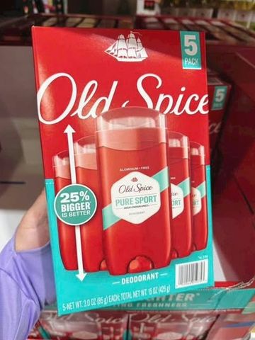 Old Spice Lăn khử mùi Pure Sport ngăn mồ hôi hiệu quả - Combo 5 thỏi x 85g ⚡ Giá hủy diệt tận kho 777839