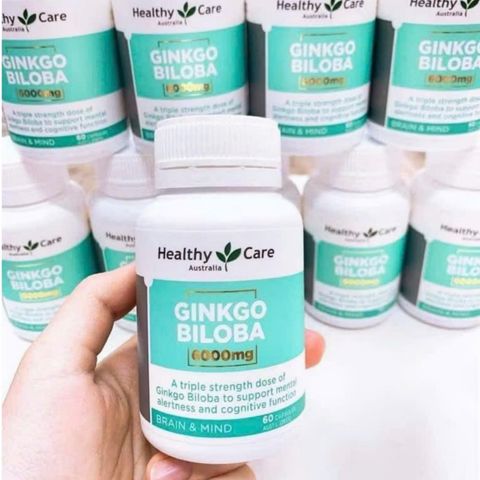 Viên uống Hỗ trợ tuần hoàn não Healthy Care Ginkgo Biloba 6000 mg [60 viên] Bảo vệ hệ thần kinh - S/P Chuẩn Úc