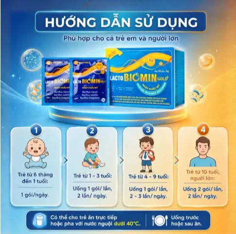 Cốm vi sinh bổ sung lợi khuẩn đường ruột Lacto Biomin Gold+ New (20 gói x 5g)