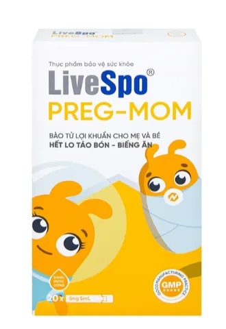Bào tử lợi khuẩn cho mẹ và bé hếtt lo táo bón - biếng ăn LiveSpo PREG-MOM (20 ống x 5ml)