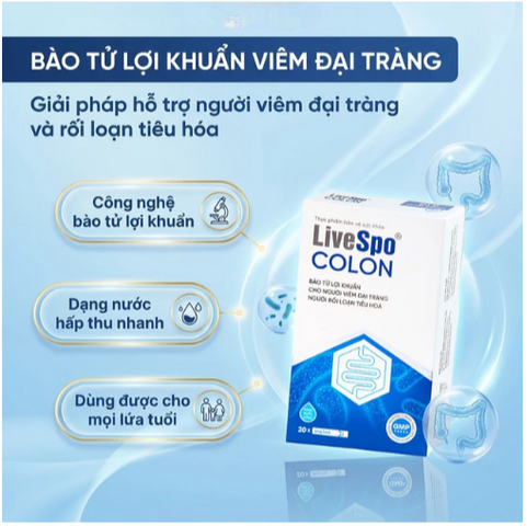 Bào tử lợi khuẩn cho người viêm đại tràng, rối loạn tiêu hóa LiveSpo Colon(20 ống x 5ml)