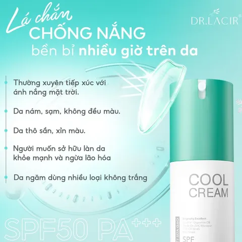 Cool Cream Face Tuyết Sữa Gạo Dr Lacir 50g SPF 50 PA +++ Chính Hãng