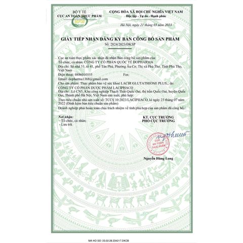 Lacir Glutathione Plus Dr Lacir Hỗ Trợ Giảm Nám Sáng Da Hạn Chế Lão Hóa
