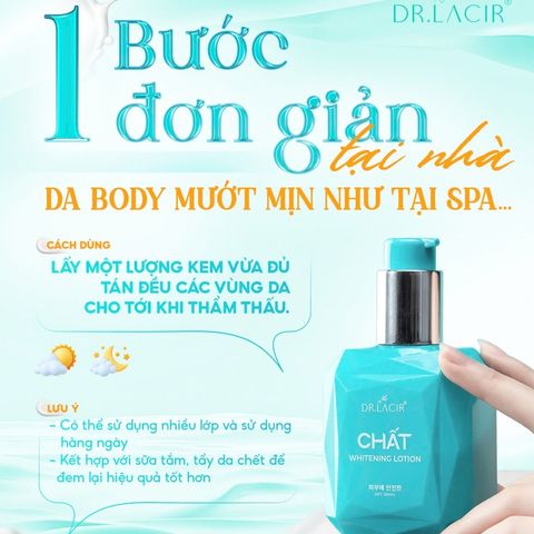 Kem Body Dr Lacir - Chất Whitening Lotion - Dưỡng ẩm da toàn thân - Chống nắng - 200ml