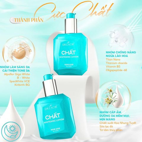Kem Body Dr Lacir - Chất Whitening Lotion - Dưỡng ẩm da toàn thân - Chống nắng - 200ml