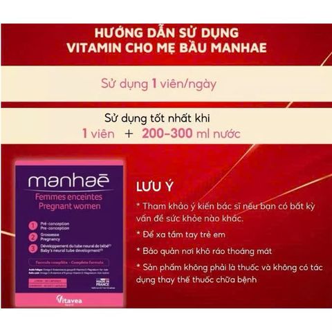 (Pháp) Vitamin Tổng Hợp Manhae Cho Bà Bầu - Vitamin Cho Phụ Nữ Mang Thai, Vitamin Bầu Chính Hãng Manhae Femmes Enceintes Pregnant Women