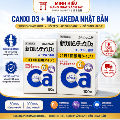 Viên Uống Canxi D3 + Magie Takeda Nhật Bản 50 Viên / 100 Viên - Bổ Sung Canxi, Chắc Khỏe Xương Khớp, Hỗ Trợ Hấp Thu Canxi Chính Hãng