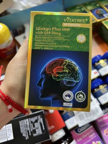 Viên uống Vitatree Ginkgo Plus 6000 with Q10 50 mg - Tăng cường năng lượng cho não & Ổn định sự tiêu thụ oxy ở não 60 viên - S/P Chuẩn Úc [Auth]