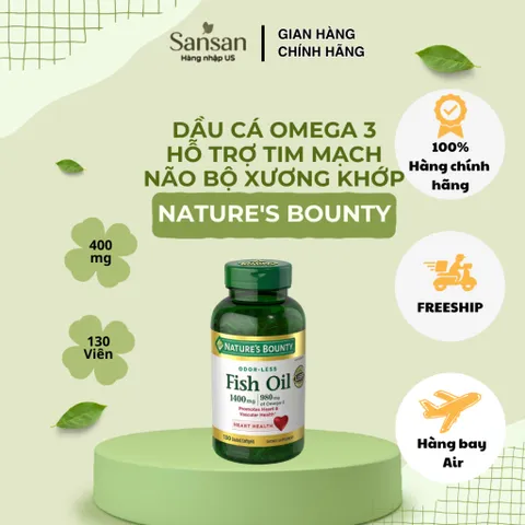 Nature's Bounty Dầu Cá Omega 3 Maximum Strength 1400mg 130 Viên 980mg Omega-3 Hỗ Trợ Tim Mạch Xương Khớp