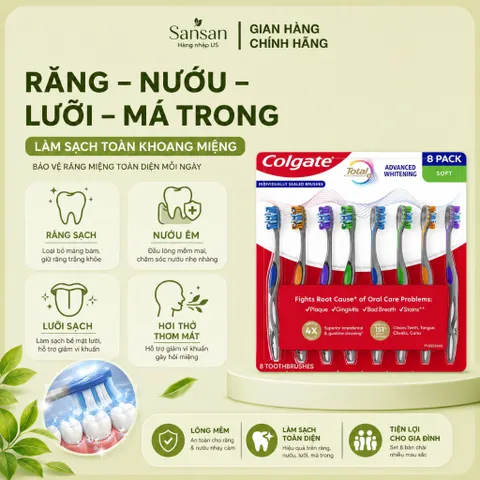 Bàn Chải Đánh Răng Colgate Total Advanced Whitening Soft, Lông Mềm Làm Sạch Toàn Khoang Miệng