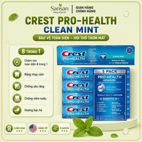 Kem Đánh Răng Crest Mỹ 3D White Pro Advanced Pro Health Brilliance Ultra Complete Scope Làm Trắng Răng