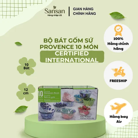 Bộ 10 Bát Gốm Sứ Provence 12cm Certified International - An Toàn Lò Vi Sóng, Máy Rửa Chén, Đựng Cơm, Súp, Tráng Miệng