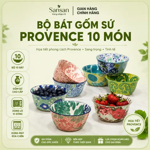 Bộ 10 Bát Gốm Sứ Provence 12cm Certified International - An Toàn Lò Vi Sóng, Máy Rửa Chén, Đựng Cơm, Súp, Tráng Miệng