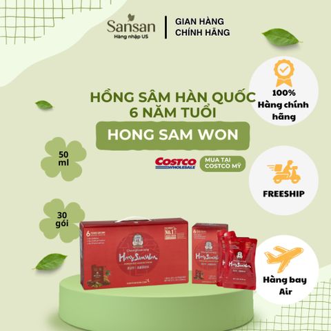 Nước Hồng Sâm Đỏ CheongKwanJang Hong Sam Won 6 Năm Tuổi 30 Gói x 50ml, Made in Korea, Mua Tại Costco Mỹ