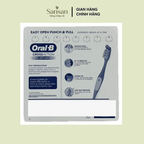 Bộ 8 Bàn Chải Đánh Răng Oral-B Cross Action Pro Advanced Lông Mềm - Làm Sạch Mảng Bám, Bảo Vệ Nướu, Người Lớn