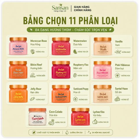 Tẩy Tế Bào Chết Toàn Thân Tree Hut Shea Sugar Scrub 510g/18oz Dưỡng Ẩm Da Mềm Mịn Nhiều Mùi- Nội địa Mỹ