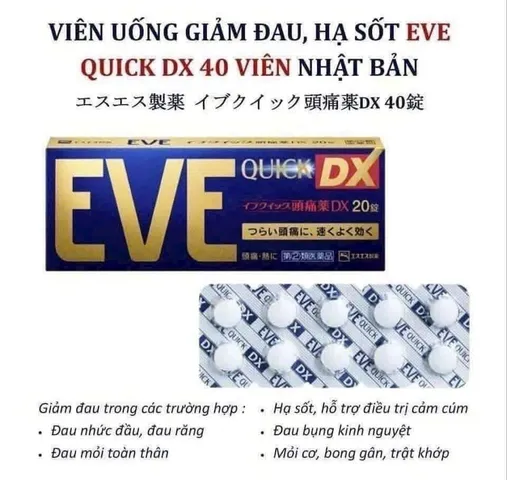 VIÊN UỐNG GIẢM ĐAU HẠ SỐT  EVE QUICK - NỘI ĐỊA NHẬT BẢN