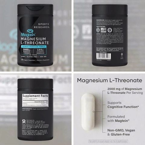 ⚡ Magnesium L-Threonate Sports Research hỗ trợ trí não 135 viên, giao nhanh, hàng sẵn