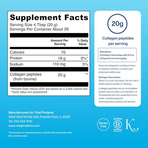 Bột Uống Collagen Vital Proteins Đẹp Da Đẹp Tóc Móng Tay Chắc Khỏe Chứng Nhận NSF - YoungFit