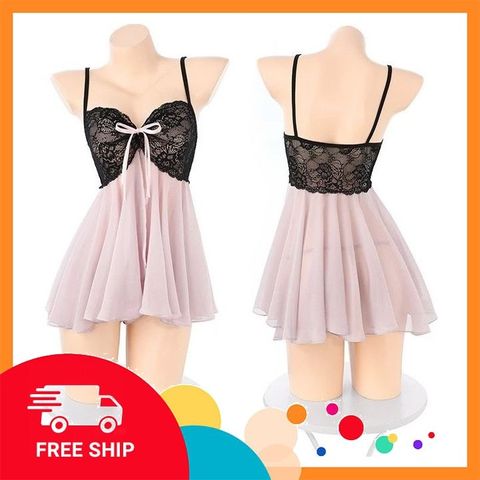 (Che Tên Khi Giao) Váy Ngủ Sexy Ren Xuyên Thấu Xẻ Tà Cực Xinh Gợi Cảm Đầm Tiểu Thư 2 Dây Dáng Xoè Dễ Thương Quyến Rũ - N130 Bảo Mật Tuyệt Đối