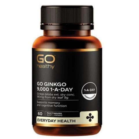 Viên uống Go Healthy Go Ginkgo 9000 1-A-DAY [Ginkgo Úc] 60 viên - Tăng lưu lượng máu đến não bộ - Phòng ngừa tai biến mạch máu não & Dự phòng tái phát