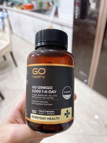 Viên uống Go Healthy Go Ginkgo 9000 1-A-DAY [Ginkgo Úc] 60 viên - Tăng lưu lượng máu đến não bộ - Phòng ngừa tai biến mạch máu não & Dự phòng tái phát